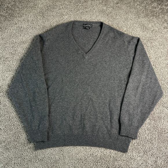 Preswick & Moore Sweater Mens XXL 2XL Gray Cashmere Wool Blend V Neck Pullover - Picture 1 of 10